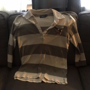 American Living Gray and White Polo Shirt